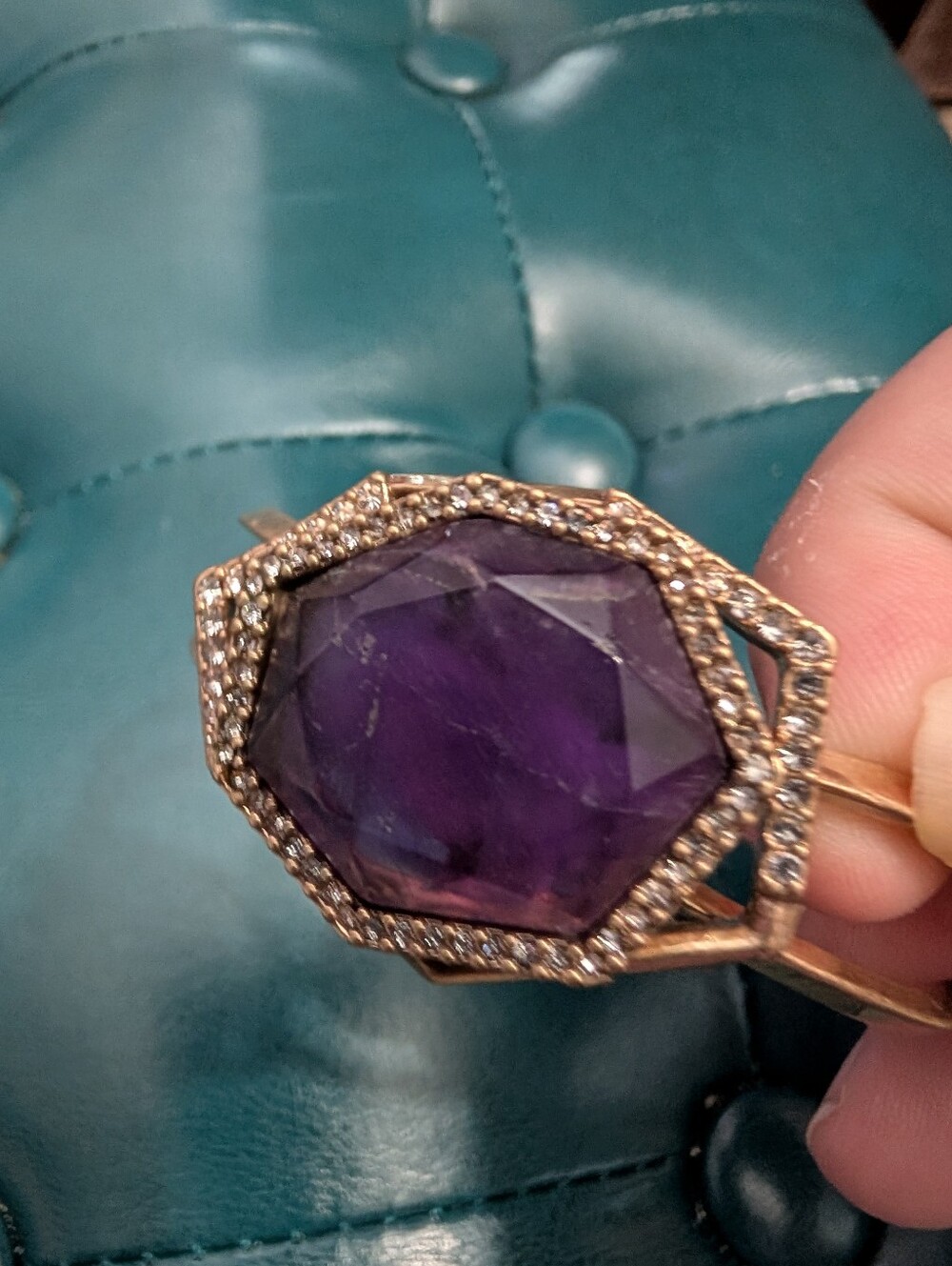 Chloe + Isabel Gold-Tone Bracelet with Faceted Purple Stone and Crystal Halo